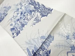 桔梗に草模様織出し洒落袋帯